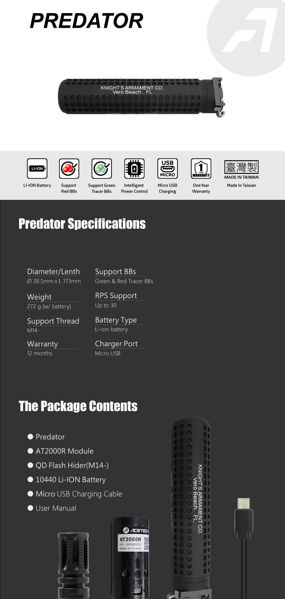 ACETECH PREDATOR QD TRACER UNIT (RED & GREEN TRACER)