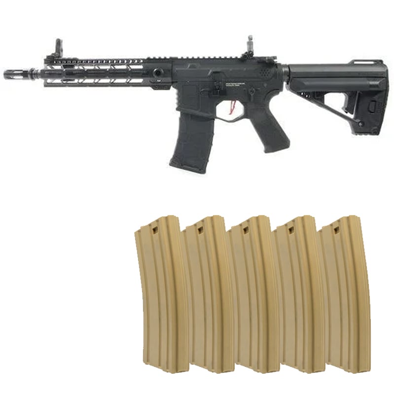 VFC Avalon Samurai EDGE CQB AEG + 5 Valken SMAG's (w/ Built-In GATE ASTER + Maple Leaf Internals) - Black
