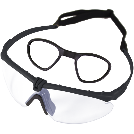 NUPROL BATTLE PROS GLASSES BLACK FRAME CLEAR LENS WITH INSERT
