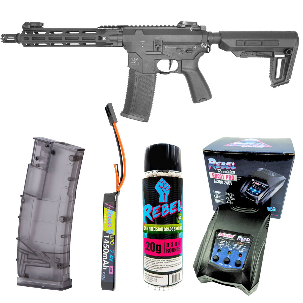 RAVEN EVOLUTION EVO TREMOR CQB M4 BLACK COMBO PACK