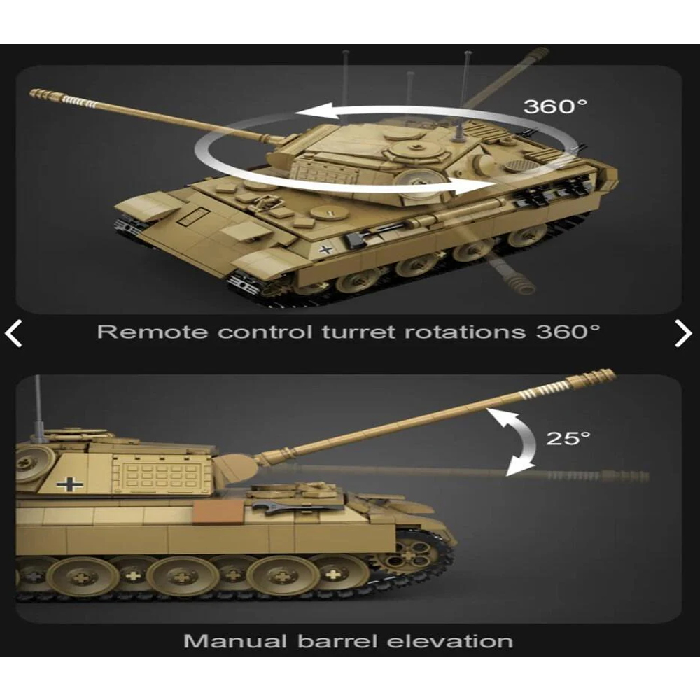 CADA MASTER RC BRICK MODEL PANTHER TANK - 907 PIECES