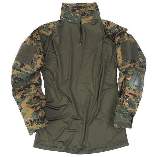 MIL-TEC WARRIOR SHIRT WITH ELBOW PADS - DIGITAL WOODLAND